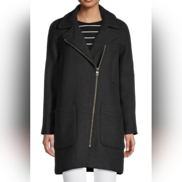 Madewell Women's Eldridge Zip Coat Insuluxe Wool/Cashmere Blend Black/White XS - Picture 7 of 16